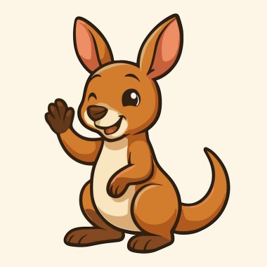 Çizgi filmdeki sevimli kangurular el sallıyor.