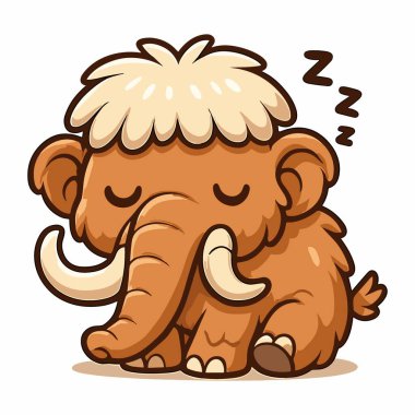 Çizgi film mamutu uyuyan sevimli maskot.