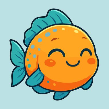 Gülümseyen sarı balık karakteri çizimi