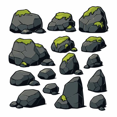 Rock Stone Illustrations Taş Toplama Grubu Seti