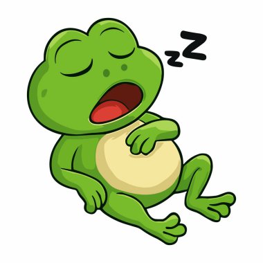 Kurbağa Çizgi Filmi Maskot Şirin Kurbağa Uyuyan Çizimler