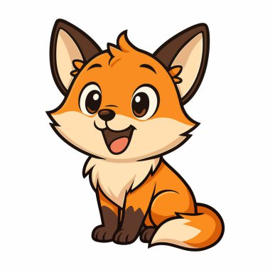 tilki oturuşu ve gülümseyen tilki maskotu çizimleri