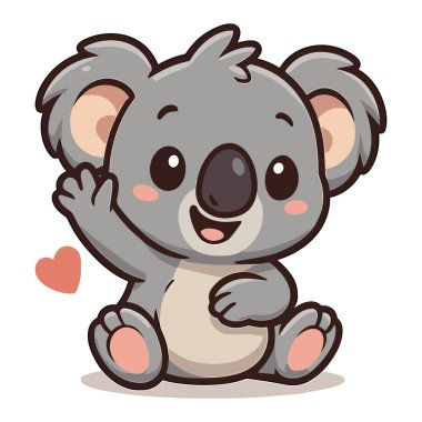 Sevimli koala çizgi filmi Merhaba maskot çizimleri
