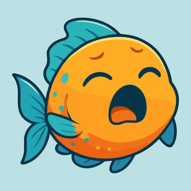 Çizgi film sarı balık çizimleri el çizimi