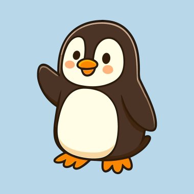 Sevimli penguen çizgi filmi merhaba diyor.