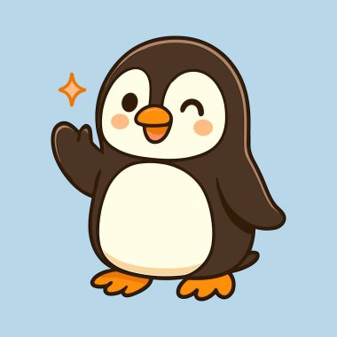 Penguen Çizgi Filmi Sevimli Gülümseyen Penguen Çizimleri