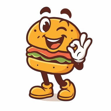 Hamburger Maskot Çizgi Filmi Tamam Çizimler