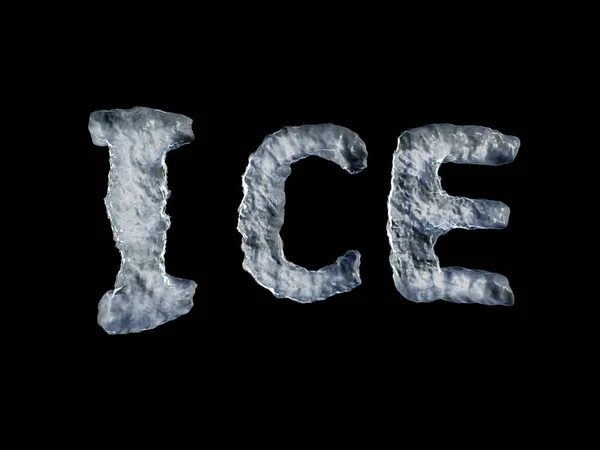Ice Text Černém Pozadí Použití Obrazovkou — Stock fotografie