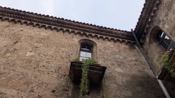 Класичний Кам Яний Фасад Вікнами Veliko Tarnovo Bulgaria Archaeological Museum — стокове відео
