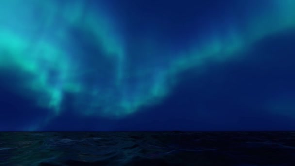 Fantasy Aurora Med Havet Natthimmel — Stockvideo