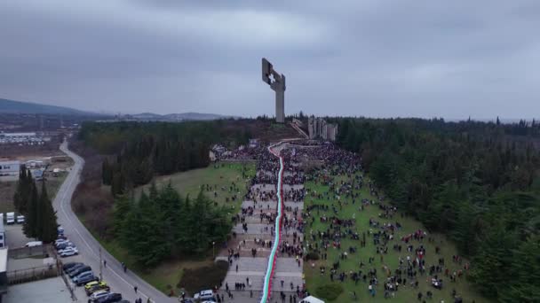 Stara Zgora Bulgarie Treti Mart Samarsko Zname Monument Drone Vidéo — Video