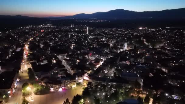 Kazanlak Nuit Ville Drone Vue — Video
