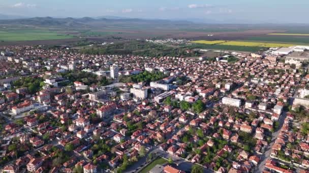 Nova Zagora Bulgaria Europa Città Drone Vista Panoramica Video Filmato Stock
