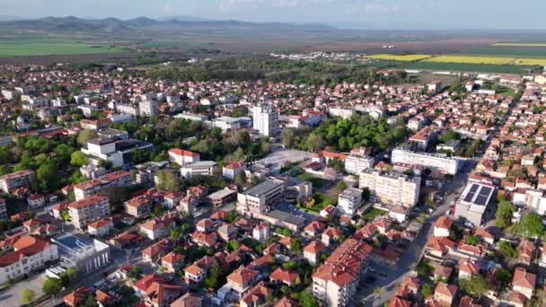 Nova Zagora Bułgaria Europa Miasto Drone Widok Panorama Wideo — Wideo stockowe