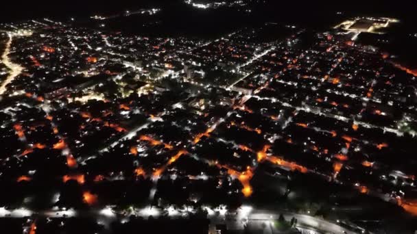 Nova Zagora Vista Panorámica Drones Nocturnos Clip De Vídeo