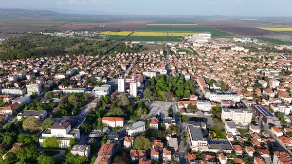 Nova Zagora Bulgarien Drohne Stadt Ansicht Luftaufnahme — Stockfoto