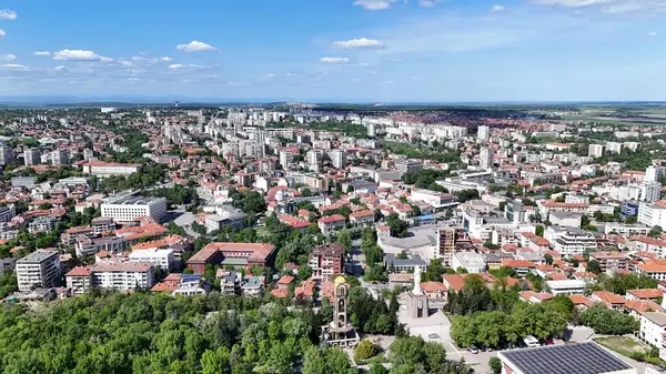stock image Haskovo Bulgaria drone city view panorama