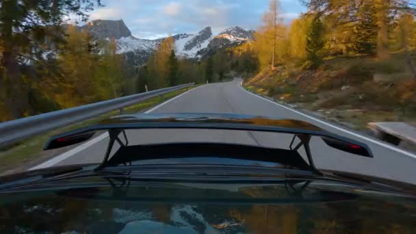 Giau Pass Dolomites Italy May 2022 Дивовижна Подорож Альпійській Дорозі — стокове відео