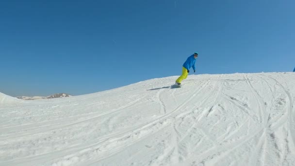 Turracher Hohe Alps Austria November 2022 Close Male Beginner Snowboarder — Stockvideo