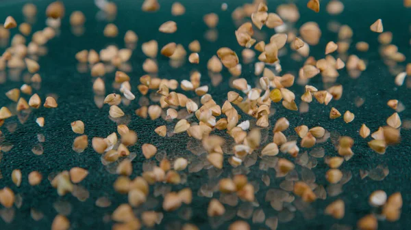 Macro Dof Seeds Buckwheat Falls Polished Surface Empty Countertop Cinematic — Photo