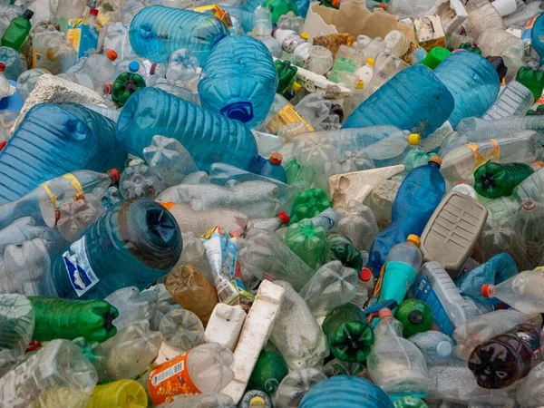 Tirana Albania March 2022 Accumulated Pile Empty Plastic Bottles Styrofoam —  Fotos de Stock