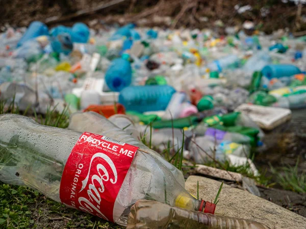 Tirana Albania March 2022 Ironic Image Plastic Coca Cola Bottle — Stock Photo, Image
