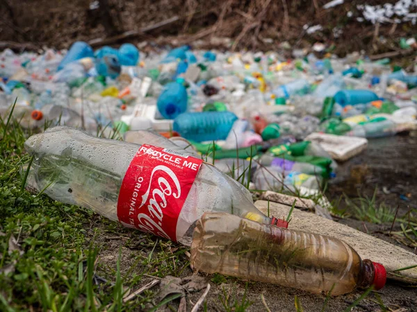 Tirana Albania March 2022 Ironic Text Plastic Coca Cola Bottle — Stock Photo, Image