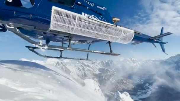 March 2022 Valbone Albanian Alps Albania Low Angle View Helicopter — 비디오