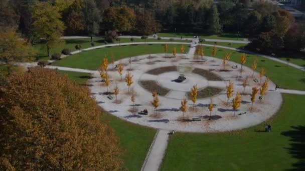 Aerial City Park Autumn — Stock Video