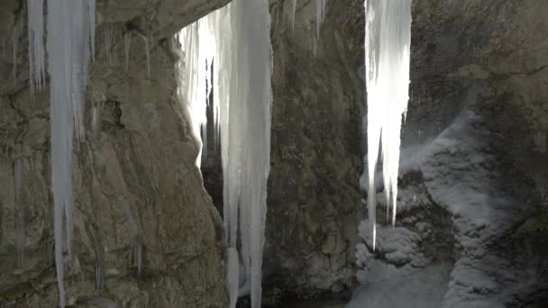 영광스러운 이클은 협곡을 흐르는 있습니다 간지럽히는 얼음에 백라이트 시즌에 자연의 — 비디오