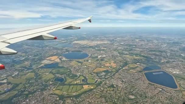 Pov Nieco Burzliwy Lot Samolotu Pasażerskiego Nad Stolicą Anglii Piękny — Wideo stockowe