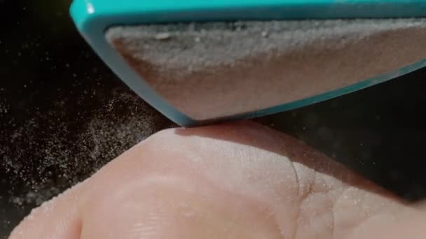Slow Motion Macro Dof Close Shot Young Female Foot Being — Stock Video