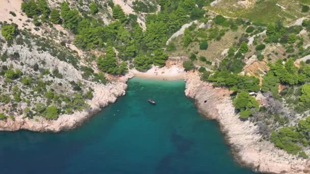 Aereo Scena Panoramica Con Drone Una Gemma Nascosta Una Spiaggia — Video Stock