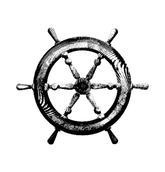Engraving Steering Wheel Realistic Illustration Stuurrad Black White Drawing High — Stock Photo, Image