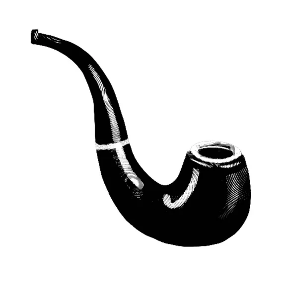 Incisione Fumare Pipa Illustrazione Realistica Una Pipa Fumante Disegno Bianco — Foto Stock