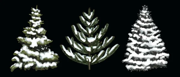 クリスマスツリーの水彩セット クリスマスツリーの現実的なセット 高品質のイラスト — ストック写真