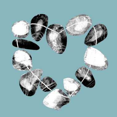 Grafik oymalı taşlar. Deniz taşının gerçekçi bir çizimi. Yüksek kaliteli illüstrasyon