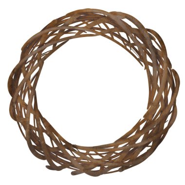 Watercolor frame made of branches. decorative round frame of vine branches. High quality illustration