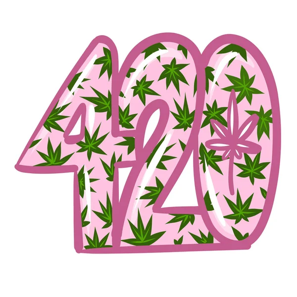 Feliz 420 Hora Fumar Cannabis Marihuana Frase Vectorial Ilustración Vectorial — Vector de stock