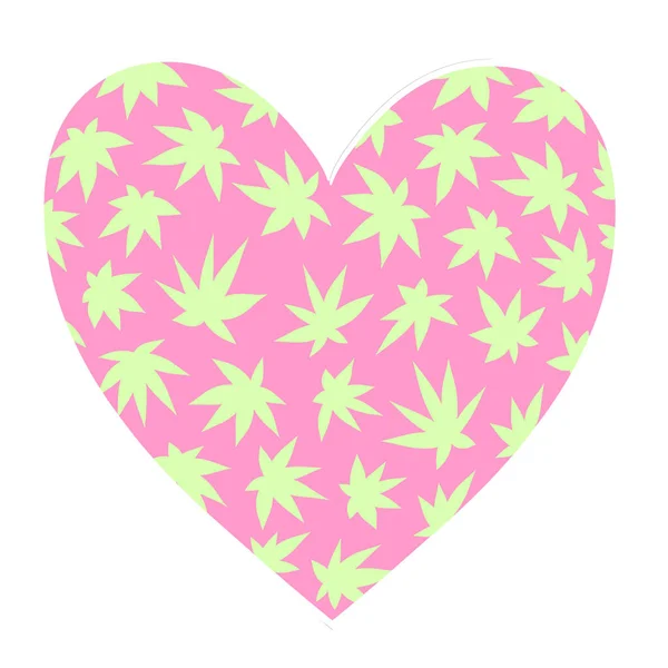 Jag Älskar Marijuana Älskar Cannabisinskriptionen Vektor Illustration Fras Med Ogräs — Stock vektor