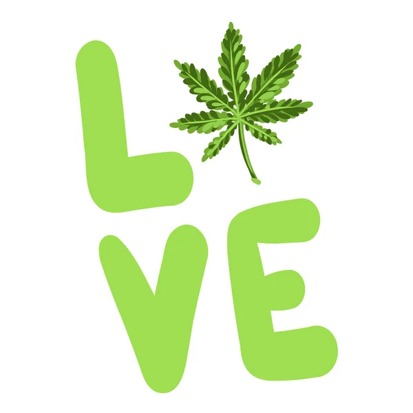 Adore Marijuana Adore Inscription Cannabis Illustration Vectorielle Une Phrase Avec — Image vectorielle