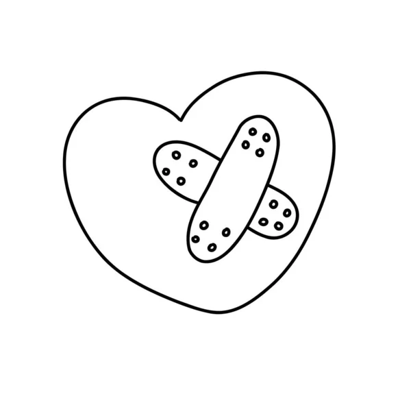 Ein Schwarzes Herz Überklebt Mit Band Aid Creepy Valentine Cliparts — Stockvektor