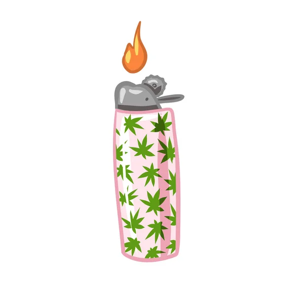 Briquet Pour Fumer Léger Avec Cannabis Vecteur Herbe Fumer Illustration — Image vectorielle