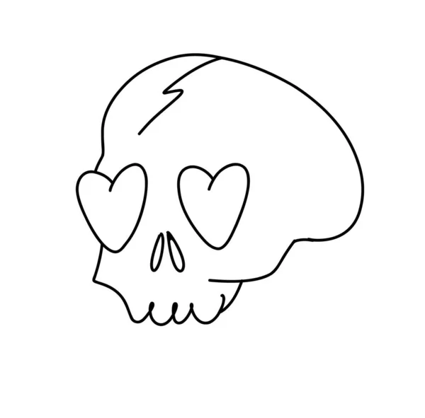 Crânio Com Olhos Forma Coração Clipart Valentim Assustador Valentine Assustador — Vetor de Stock