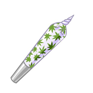 Bir parça kenevir. Marihuana sigarası. Vektör illüstrasyonu yasallaştırıldı. Vektör illüstrasyonu