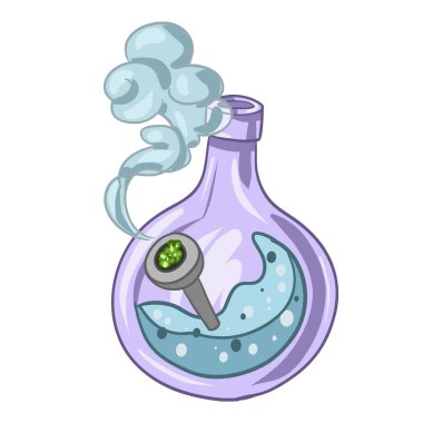 Ot içtiğin için nargile. Esrar içmek. vektör marihuana. Vektör illüstrasyonu