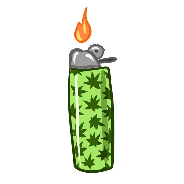 Briquet Pour Fumer Léger Avec Cannabis Vecteur Herbe Fumer Illustration — Image vectorielle