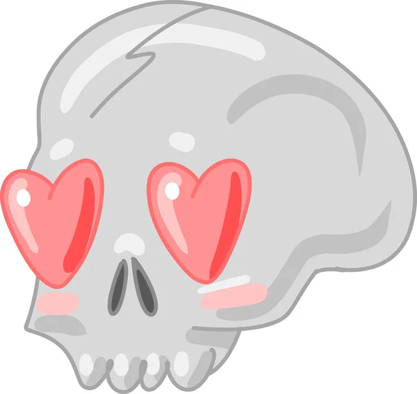 Calavera Con Ojos Forma Corazón Clipart Espeluznante San Valentín Spooky — Vector de stock