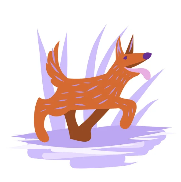 Czerwony Pies Tle Wektorowa Ilustracja Zwierzaka Domowego Ilustracja Wektora — Wektor stockowy