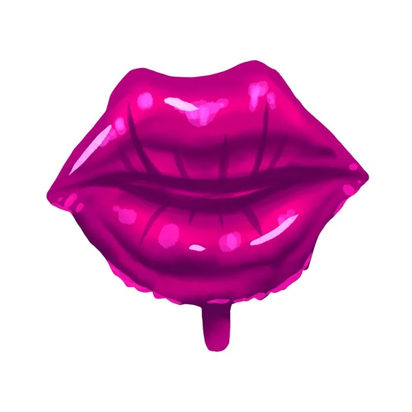Palloncino Realistico Sotto Forma Labbra Donna Illustrazione Acquerello Labbra Rosa — Foto Stock